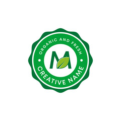 Premium Editable Organic emblem eco Letter M stamp logo