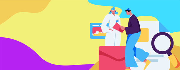 Medical characters fighting the epidemic flat vector concept operation hand drawn illustration
