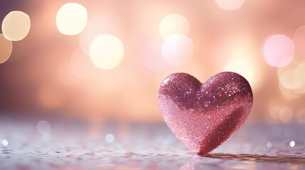 Obraz premium Valentines day bokeh background banner, red and pink hearts with gifts box background
