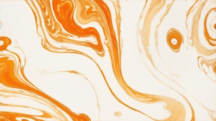 Abstract Orange, white and gold swirls marble ink painted texture luxury background