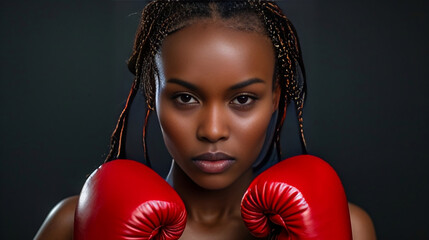 Femme combative, motivée, pour se battre et conquérir IA génération  - obrazy, fototapety, plakaty