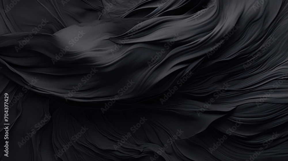 Poster Smooth and luxurious black silk fabric with a delicate draping effect, creating an elegant and sophisticated background.