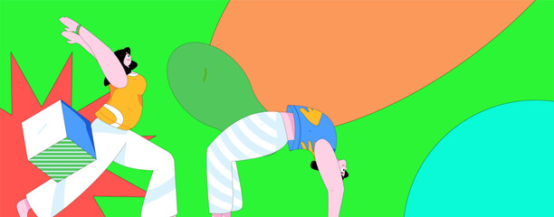 Practicing yoga, physical and mental health, flat vector character concept, operation hand drawn illustration
