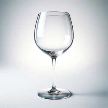an empty wine glass on a stark white background