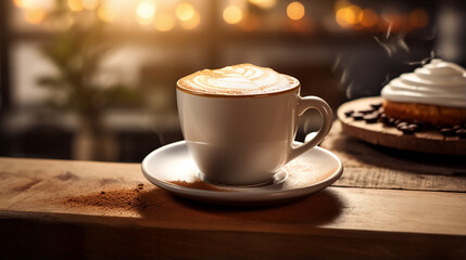 coffee shop cafe restaurant latte cappuccino concept on white cup