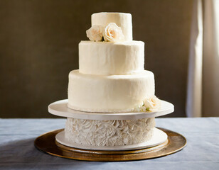 Obraz na płótnie Canvas Blank white cream wedding cake decoration template