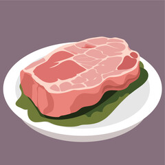 Pork Meat Flat Vector Illustration