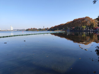 View of Xuanwu lake in Nanjing during autumn session