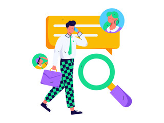 Personnel doing job interview flat vector concept operation hand drawn illustration
