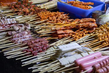 Skewer street food sold in the street