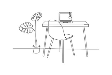 Comfortabl working space. minimalist Office concept.