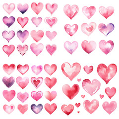 Set of Heart Valentines, Transparent background 