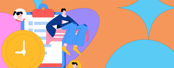 Personnel doing job interview flat vector concept operation hand drawn illustration
