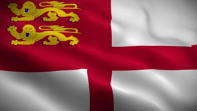 Sark flag waving animation, perfect loop, official colors, 4K video