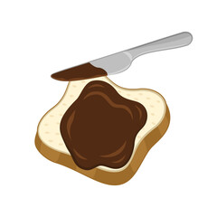 Knife spreading chocolate jam on toast illustration