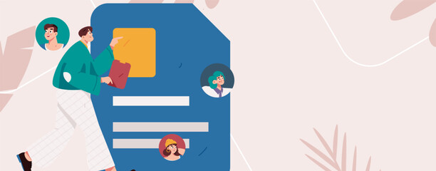 Personnel doing job interview flat vector concept operation hand drawn illustration
