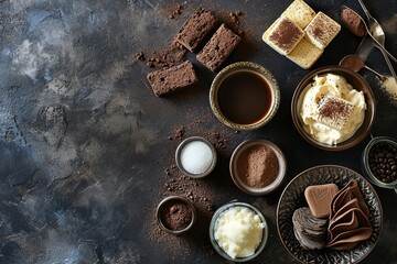 Tiramisù Ingredients on Dark Slate for Italian Café Theme

