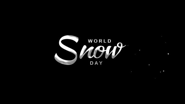 World Snow Day Text Animation on Silver Color. Great for Snow Day Celebrations, for banner, social media feed wallpaper stories