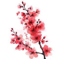 サクラの水彩イラスト、春、枝