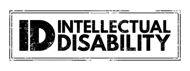 ID - Intellectual Disability is a generalized neurodevelopmental disorder characterized by significantly impaired intellectual and adaptive functioning, acronym text concept stamp - obrazy, fototapety, plakaty