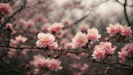 Obraz premium a photo that captures the subtle signs of spring, such as buds on trees, emerging leaves, or a gentle breeze rustling through blossoming branches