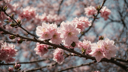 Obraz premium a photo that captures the subtle signs of spring, such as buds on trees, emerging leaves, or a gentle breeze rustling through blossoming branches