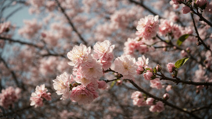a photo that captures the subtle signs of spring, such as buds on trees, emerging leaves, or a gentle breeze rustling through blossoming branches