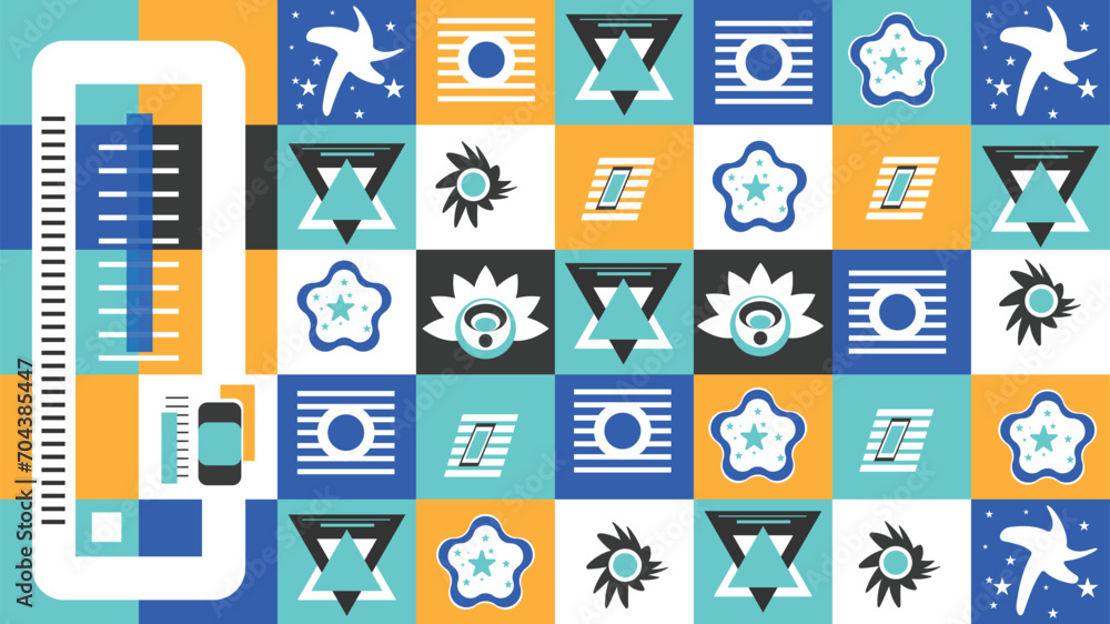 Aufkleber trendy colorful geometric pattern design, neo geo abstract pattern design, colourful texture pattern