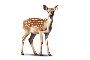 Image of a spotted deer on white background. Mammals. Wildlife Animals. Ai.