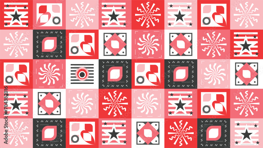 Poster trendy colorful geometric pattern design, neo geo abstract pattern design, colourful texture pattern