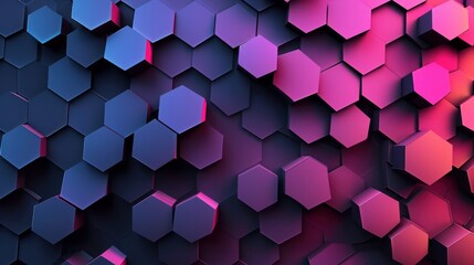 Abstract background with hexagon pattern in blue purple and pink colors