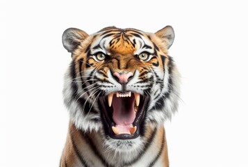 Naklejka premium roaring tiger isolated on white background. generative ai