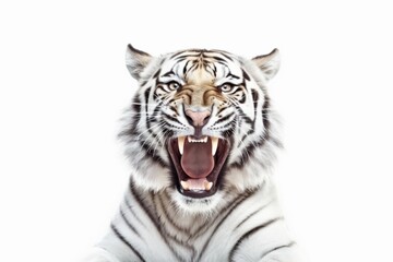 roaring tiger isolated on white background. generative ai