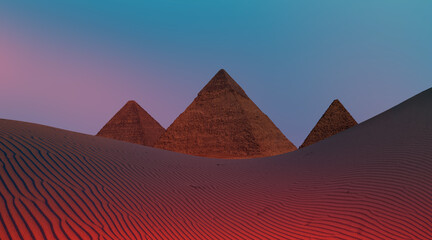 Fototapeta na wymiar Giza Pyramid Complex at sunset - Cairo, Egypt