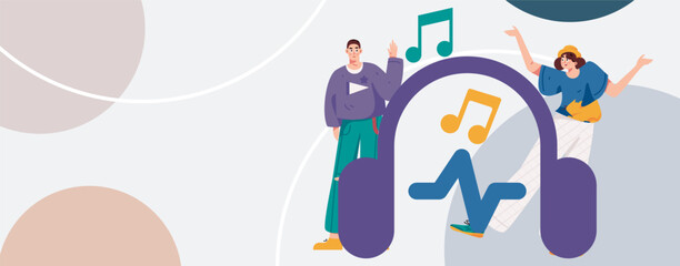 Music characters scene flat vector concept operation illustration
