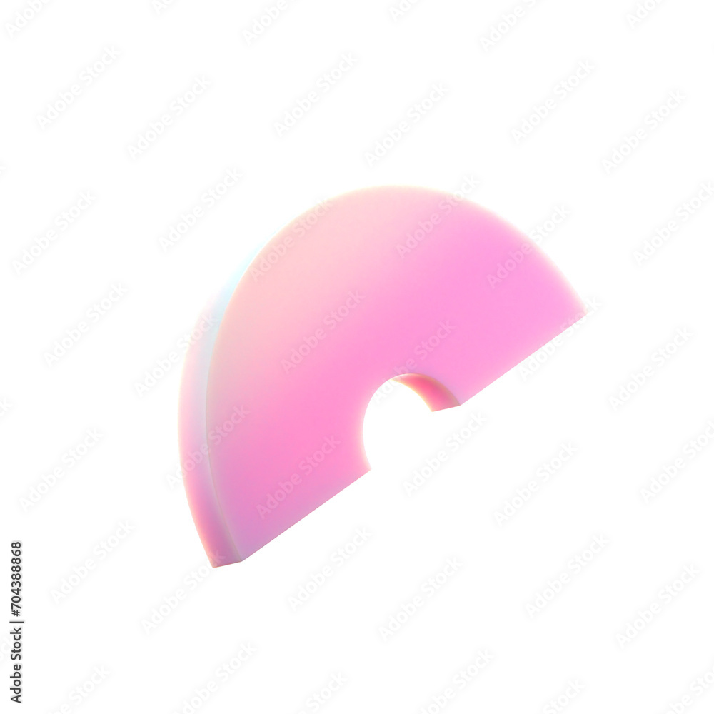 Poster 3d gradient geometric abstract half ring shape for your design on an isolated background. 3d renderi