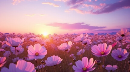 Fototapeta na wymiar flowers on a sunset