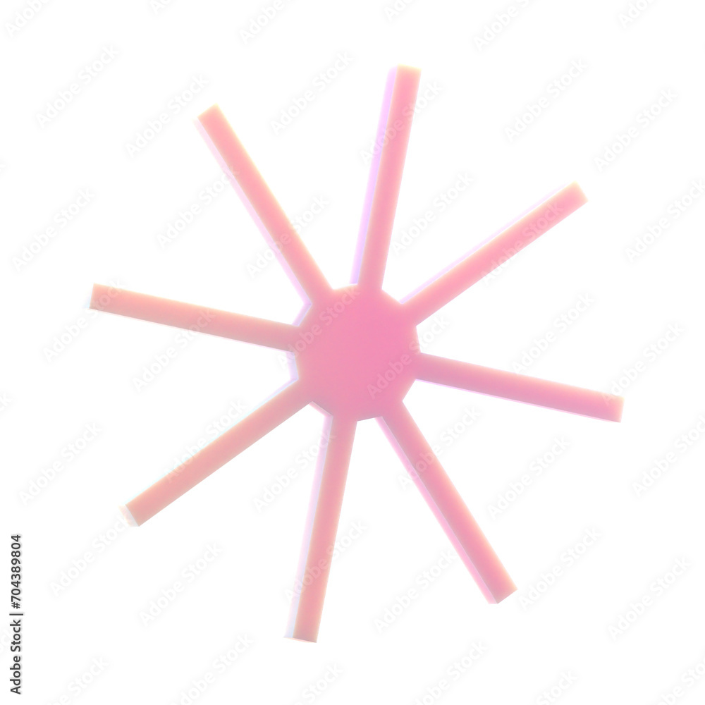 Poster 3d gradient geometric abstract asterisk shape for your design on an isolated background. 3d renderin