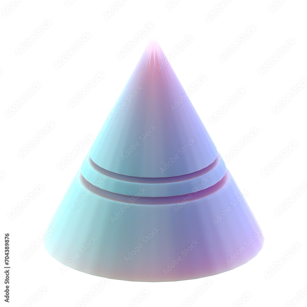 Poster 3d gradient geometric sliced cone shape for your design on an isolated background. 3d rendering icon