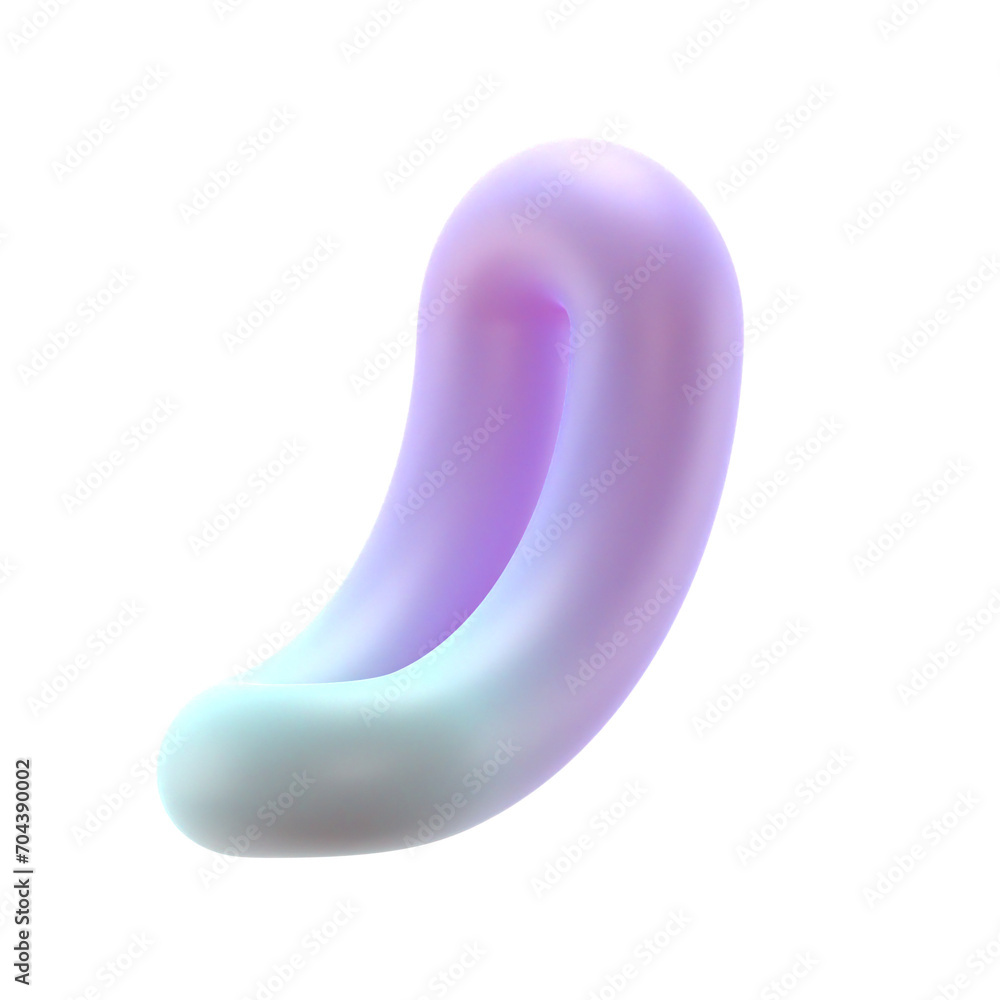 Poster 3d gradient bend torus shape for your design on an isolated background. 3d rendering icon.