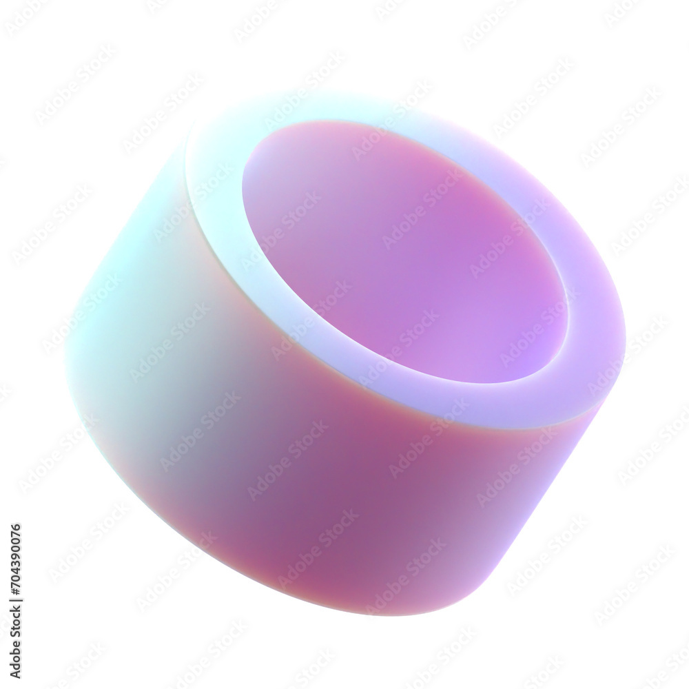 Poster 3d gradient geometric roll shape for your design on an isolated background. 3d rendering icon.