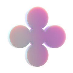  3d gradient geometric abstract flower shape for your design on an isolated background. 3d rendering icon.