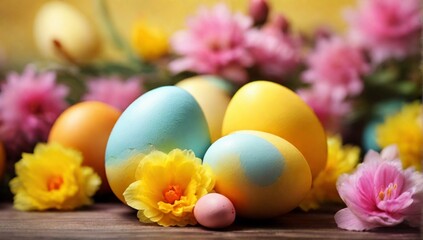 Obraz na płótnie Canvas _Easter_eggs_backgroundcloseup_shot_focus_