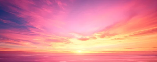 Foto op Canvas Vibrant rich purple, pink and yellow Fantasy vibrant panoramic sunset sky - Gradient rich colors - ethereal dreamy summer sunset or sunrise sky. Uplifting and peaceful sky. © ana