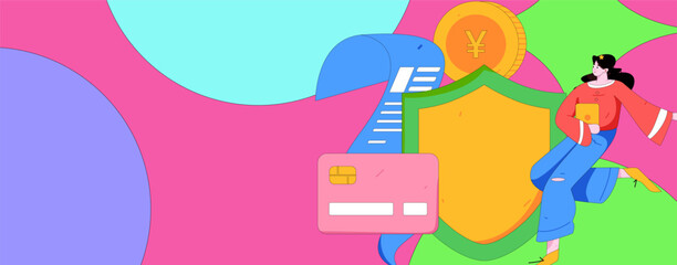 Online shopping payment security character flat vector concept operation hand drawn illustration
