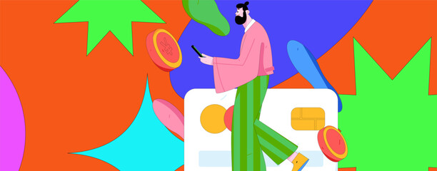 Online shopping payment security character flat vector concept operation hand drawn illustration
