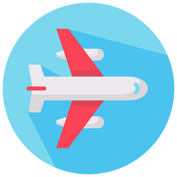 airplane shipping round flat vector icon