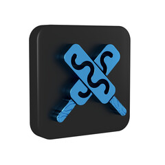 Blue Ice cream icon isolated on transparent background. Sweet symbol. Black square button.