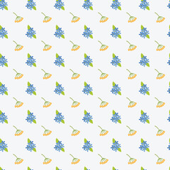 Free vector chamomile or daisy seamless pattern