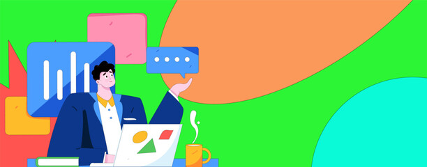 Communicate with consultants flat vector character concept operation hand drawn illustration
